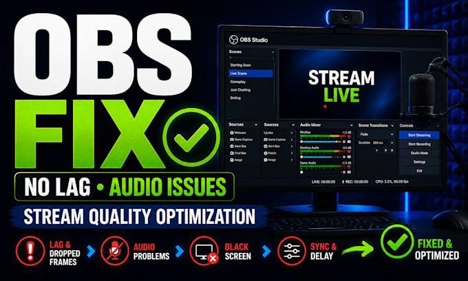 fix obs studio lag audio and streaming problems