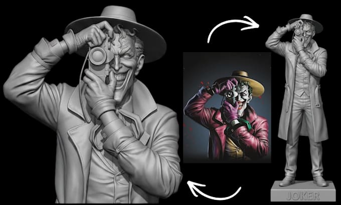 convert 2d image sketch photo to 3d printable toy figurine stl model on zbrush