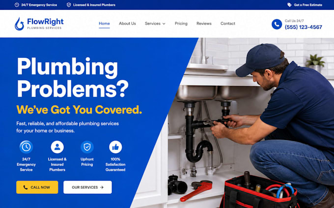 build squarespace plumbing contractor website electrical website roofing site