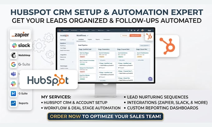 setup hubspot CRM, zapier automation and workflow integration