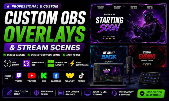 design custom obs overlay and stream scenes