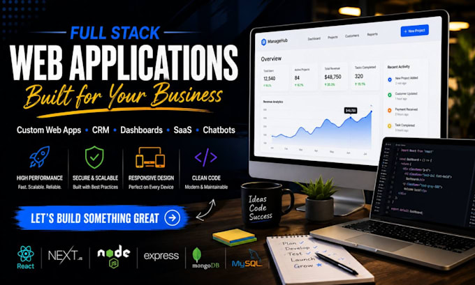 build custom full stack web app react js next js and CRM