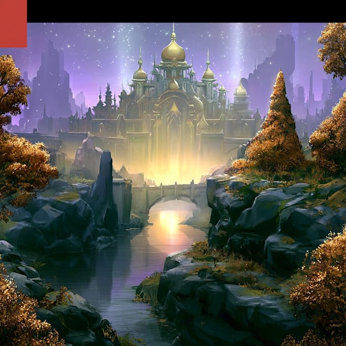 draw fantasy background and landscape