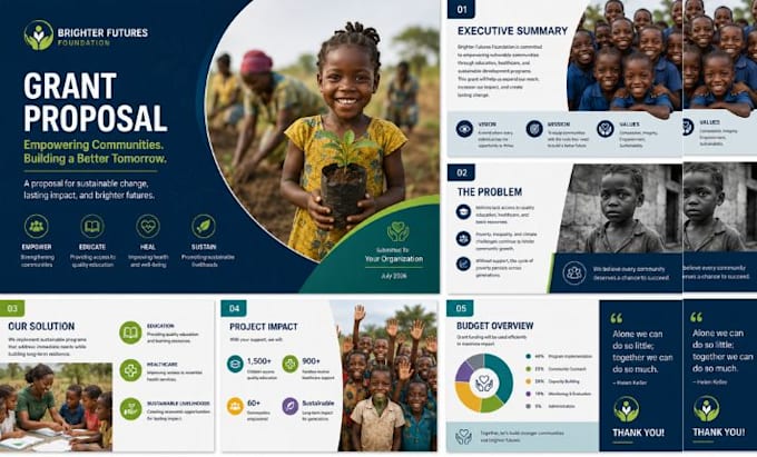 design a professional grant proposal presentation ngo presentation proposal deck