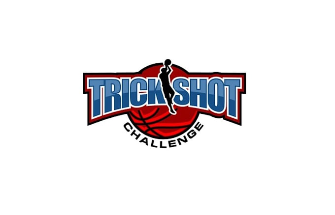 design trick shot challenge basketball logo