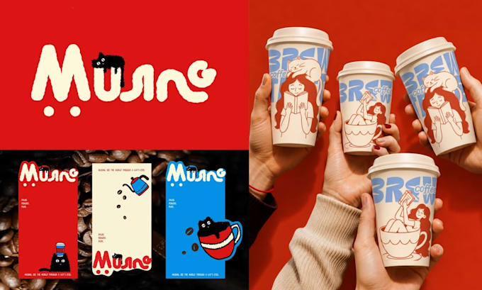 curate visual identity brand guidelines for a coffee shop, cafe, and bakery