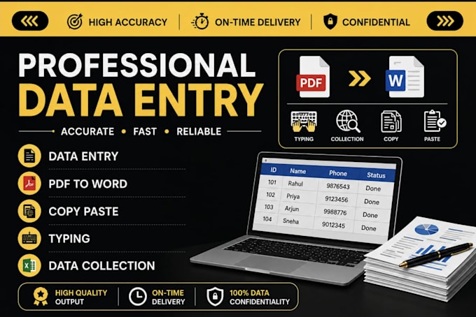 do professional data entry and typing