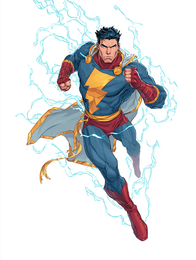 do a superhero comic illustration