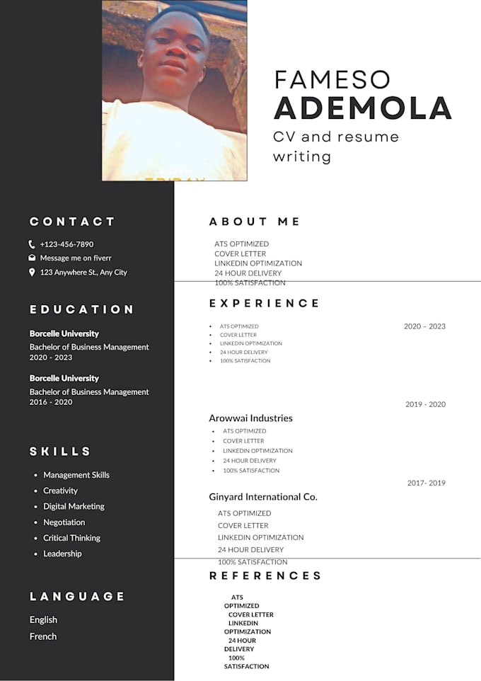 write a professional CV and resume for job applications