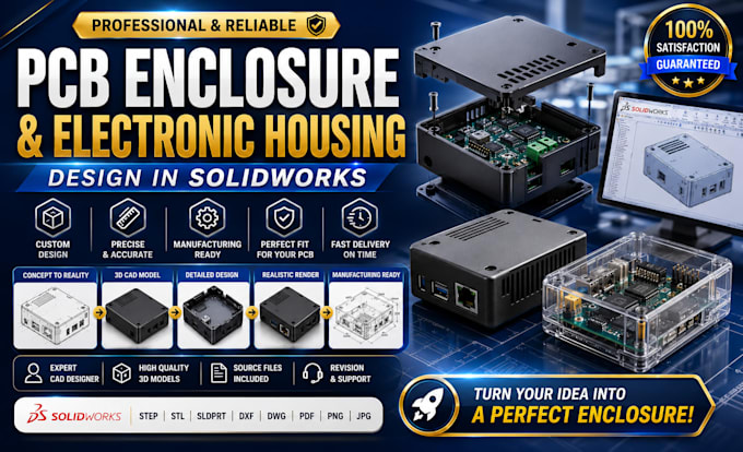design pcb enclosure and electronic product housing in solidworks