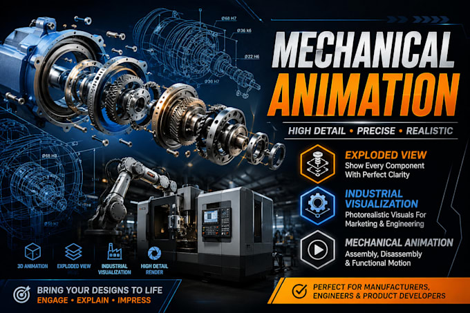 do mechanical product animation, industrial animation, exploded view animation