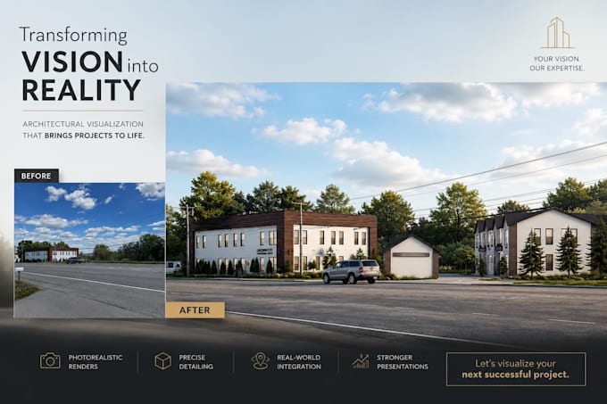 create realistic architectural photomontage