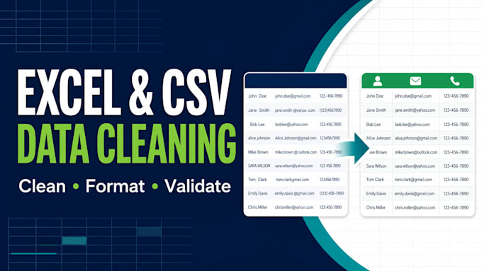 clean, format and validate your excel or CSV data