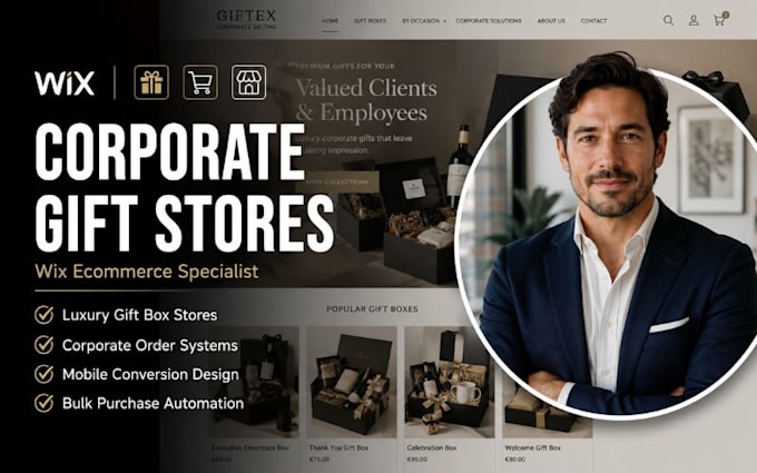 design wix corporate gifting website gift box ecommerce website