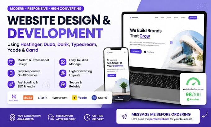 hostinger website design duda dorik typedream ycode carrd website development