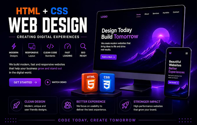 design and code modern responsive landing page HTML CSS