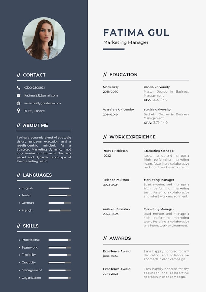 design professional CV and resume