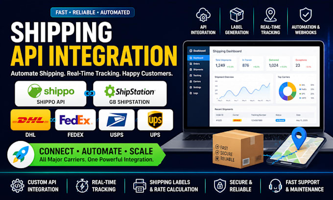 integrate shipping API, dhl fedex usps ups tracking and automation solutions
