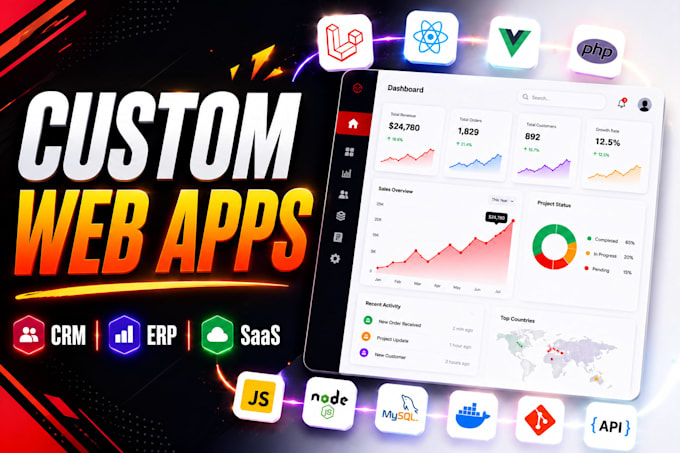 develop custom laravel web application, CRM, erp and saas
