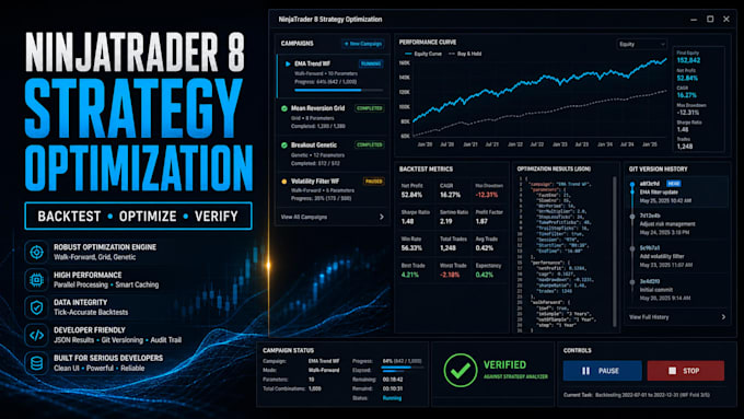 create a ninjatrader 8 strategy optimization tool