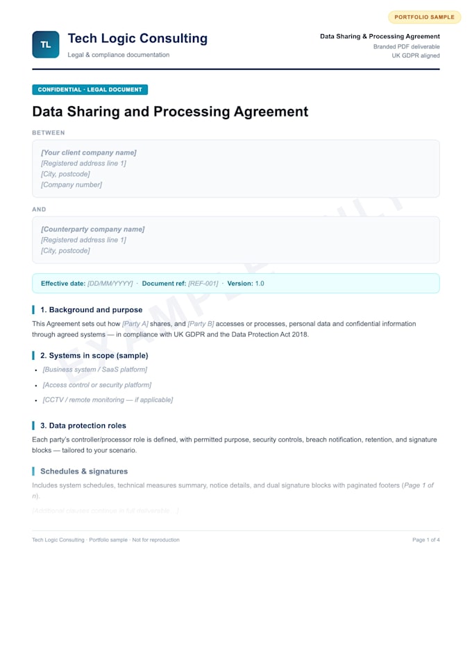 draft data sharing and processing agreements