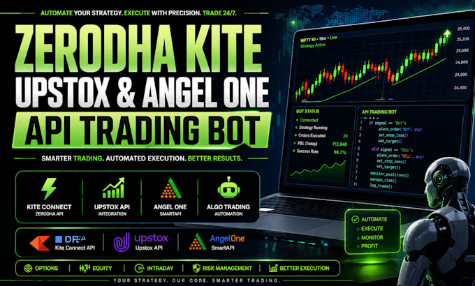 build zerodha kite, upstox and angel one API trading bot