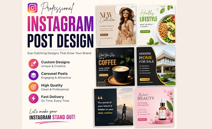 design modern instagram posts and carousels
