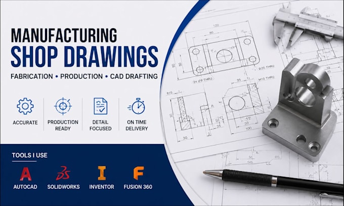 create manufacturing shop drawings, fabrication drawing, cad drafting