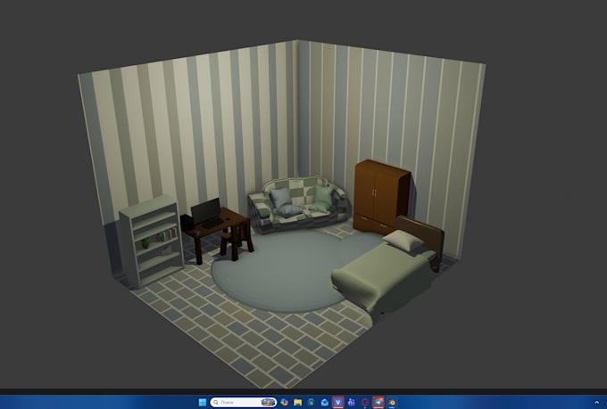 create low poly characters rooms and furniture