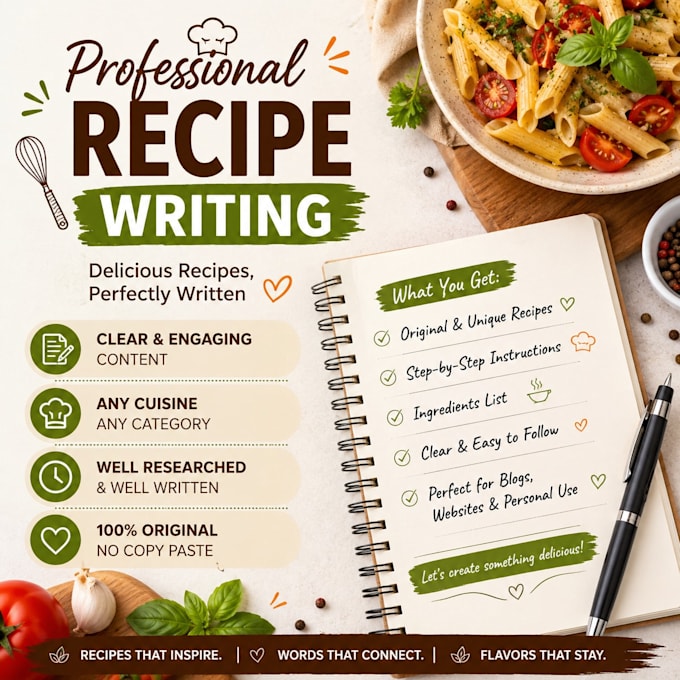 write clear easy to follow recipes with step by step instructions