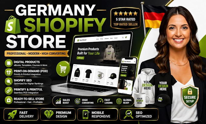 setup germany shopify store, shopify digital products, pod store germany shopify