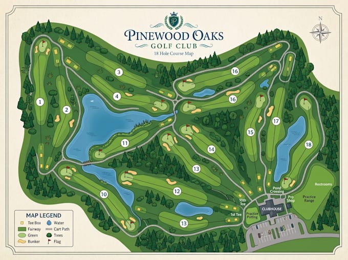 draw a golf course vector map in illustrator