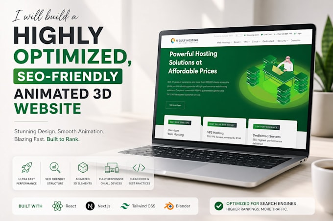 build a highly optimized SEO friendly animated 3d website