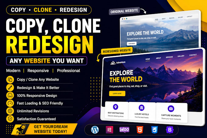 copy clone wordpress website and landing page