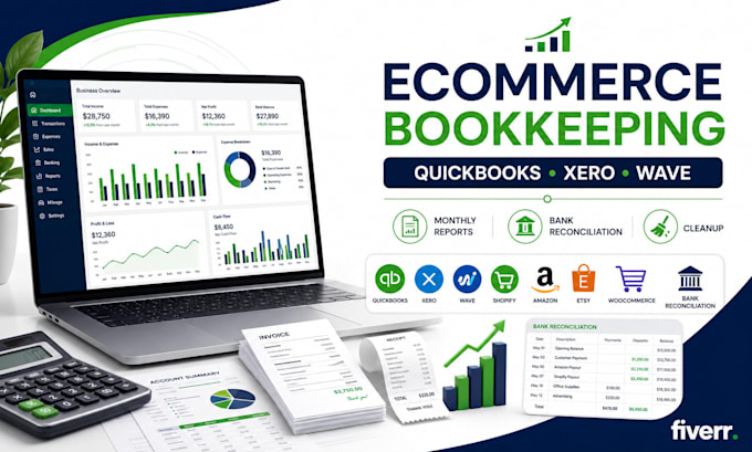 do ecommerce accounting bookkeeping in quickbooks, xero and wave