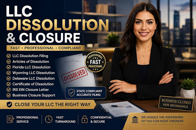 dissolve llc, close llc or file llc dissolution in florida , wyoming or delaware