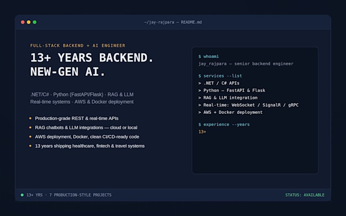 build your backend development with dot net,  python,  ai
