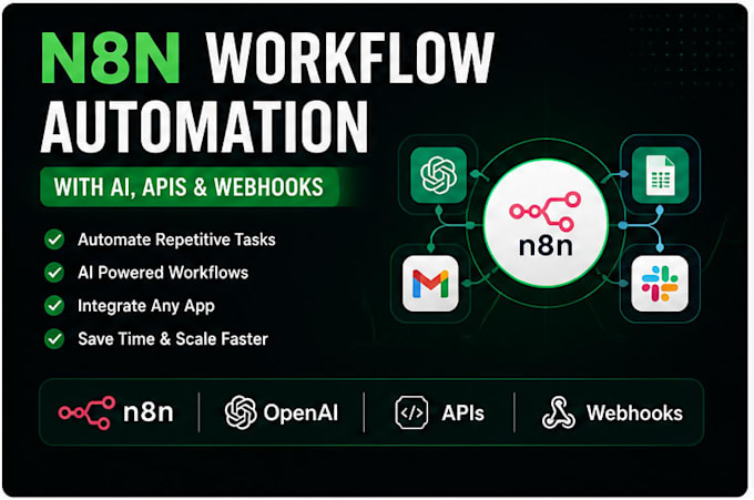 build n8n workflow automation with ai, apis and webhooks