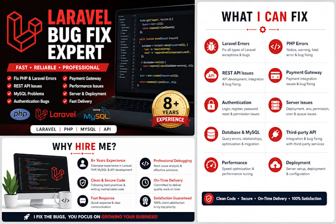 fix laravel PHP bugs professionally