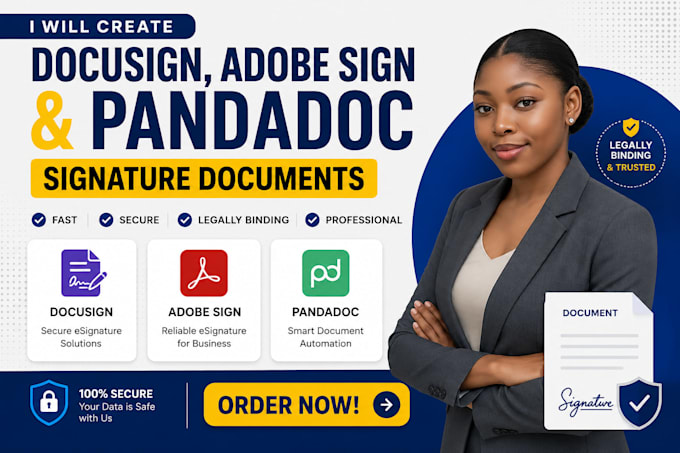 create docusign, adobe sign and pandadoc signature documents