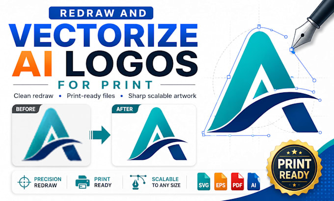 redraw and vectorize ai logo for print