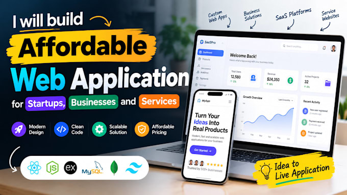 build affordable web application for startups, businesses and services