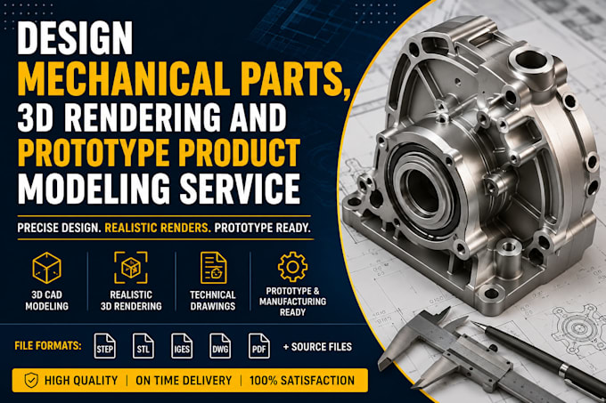 design mechanical parts, 3d product modeling and rendering for prototyping