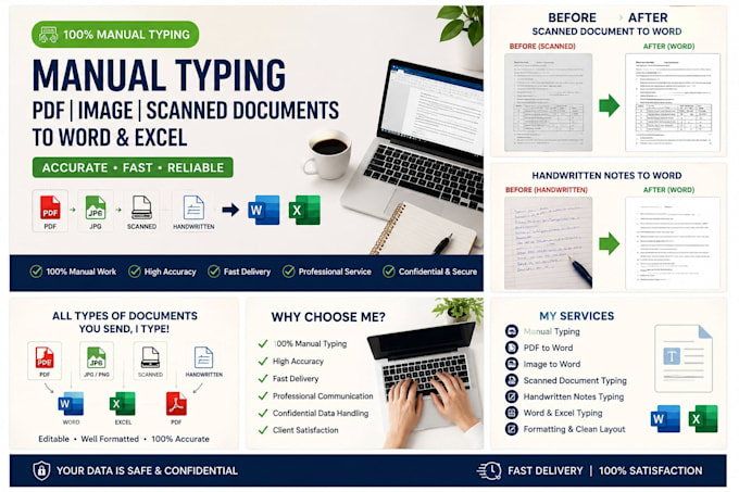 do manual typing from PDF, image and scanned documents
