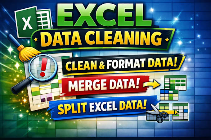 clean,format,merge, split excel data