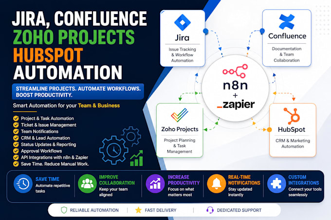 do n8n jira confluence zoho projects hubspot automation project management