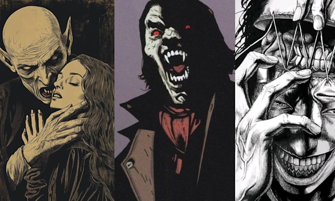 create gothic horror comic illustration dark fantasy character art gothic nextra