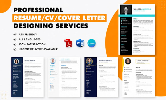 professional CV and resume design in ms word and canva