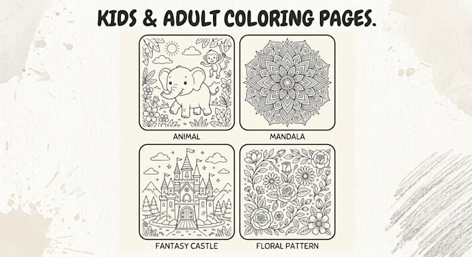 illustrate a coloring book with custom line art in 24 hr