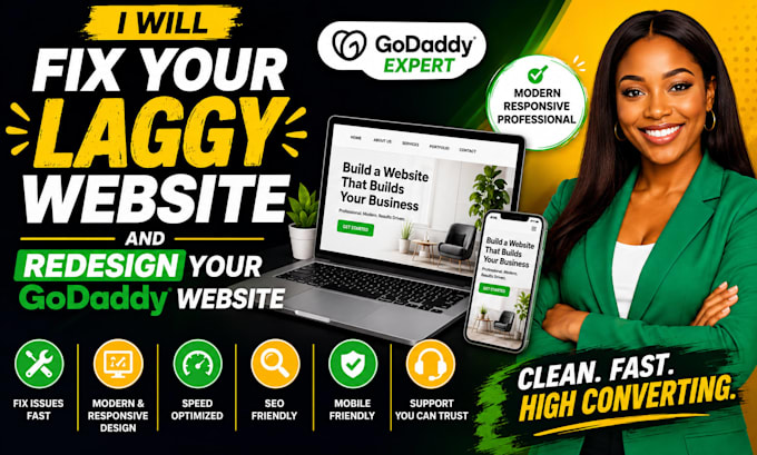 fix your laggy website and redesign your godaddy website